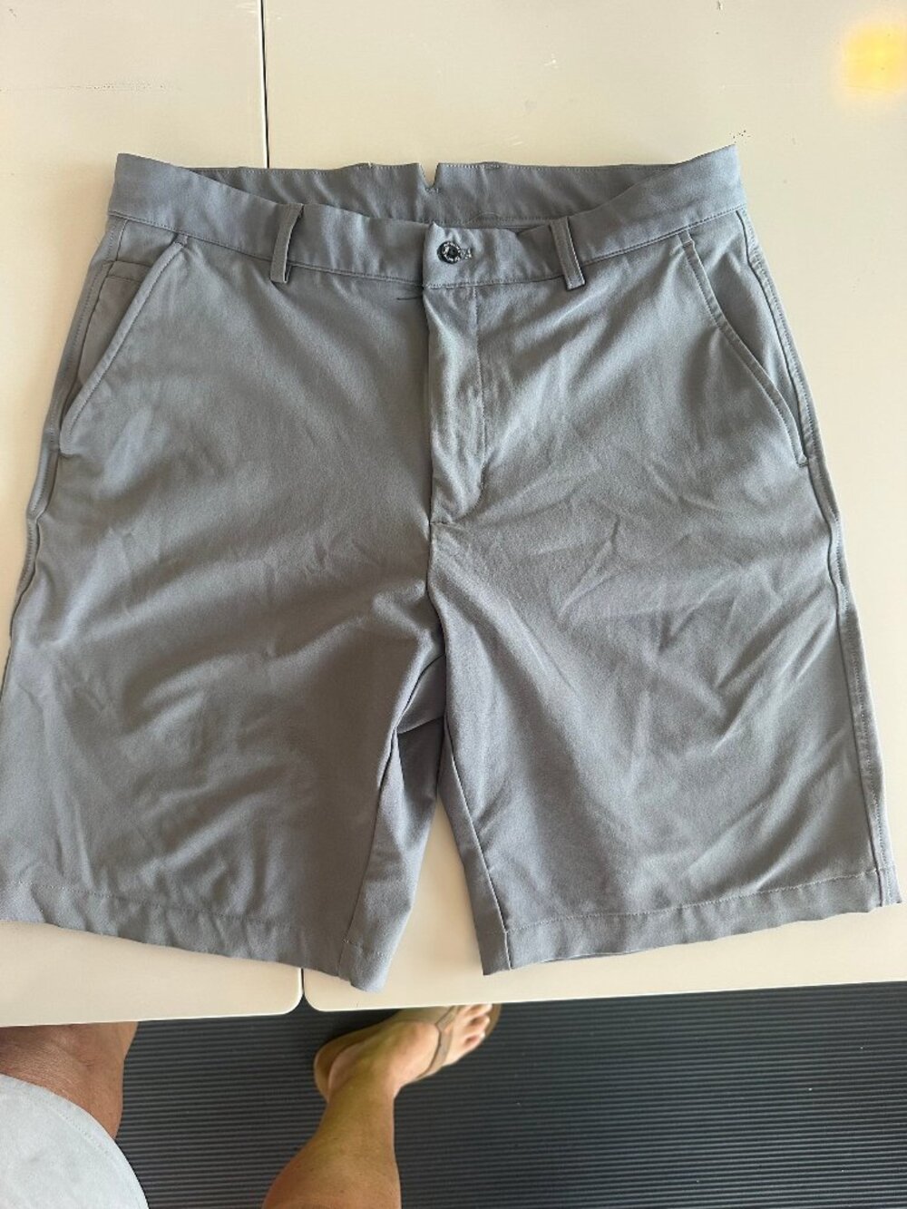 Dunning Gray Shorts with Belt Loops Button Closure Men's Casual 33